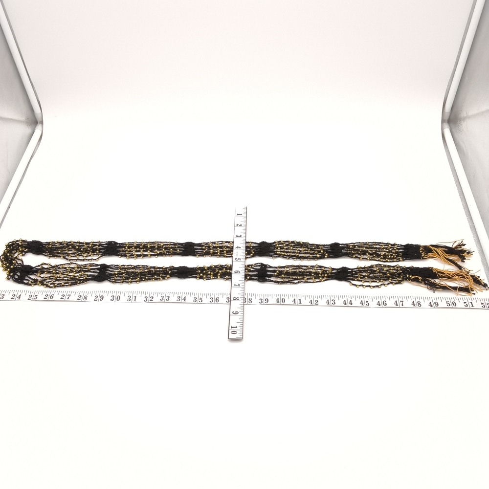 Vintage-Boho Style Multi-Strand Black & Gold Bead Belt - Picture 2 of 8